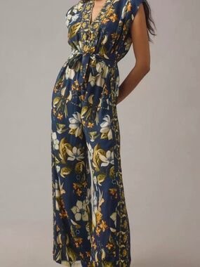 NWT Farm Rio Anthropologie Hummingbird Floral Jumpsuit